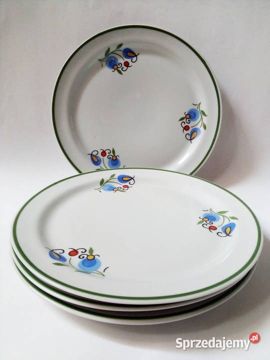 Lubiana vintage PRL wzór kaszubski talerze Częstochowa