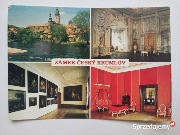 Pocztówka Zamek esky Krumlow 1990r Znaczek śląskie Dąbrowa Górnicza sprzedam