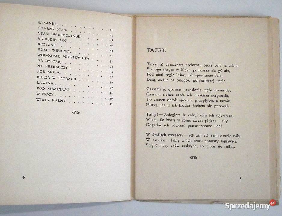 MŁ Sonety z Tatr Karyłowski 1920 r Warszawa