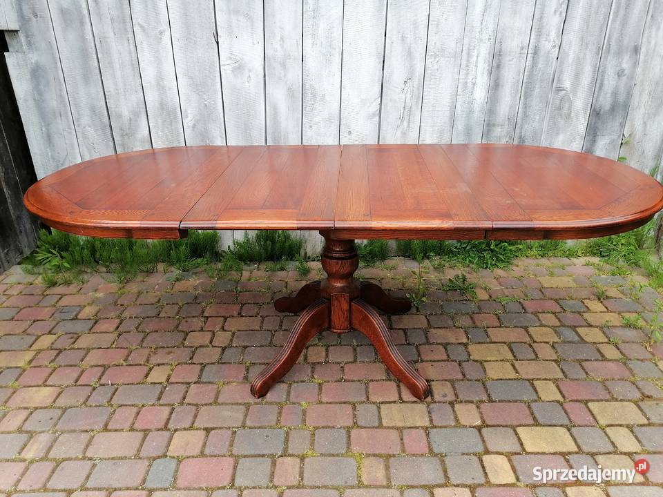 Stół dębowy okrągły rozkładany 120cm Wąwolnica