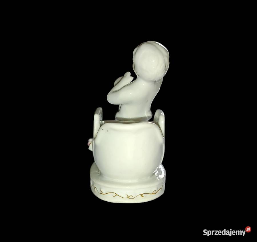 Porcelanowa figurka łabędzie sanie z chłopcem lubuskie Słubice