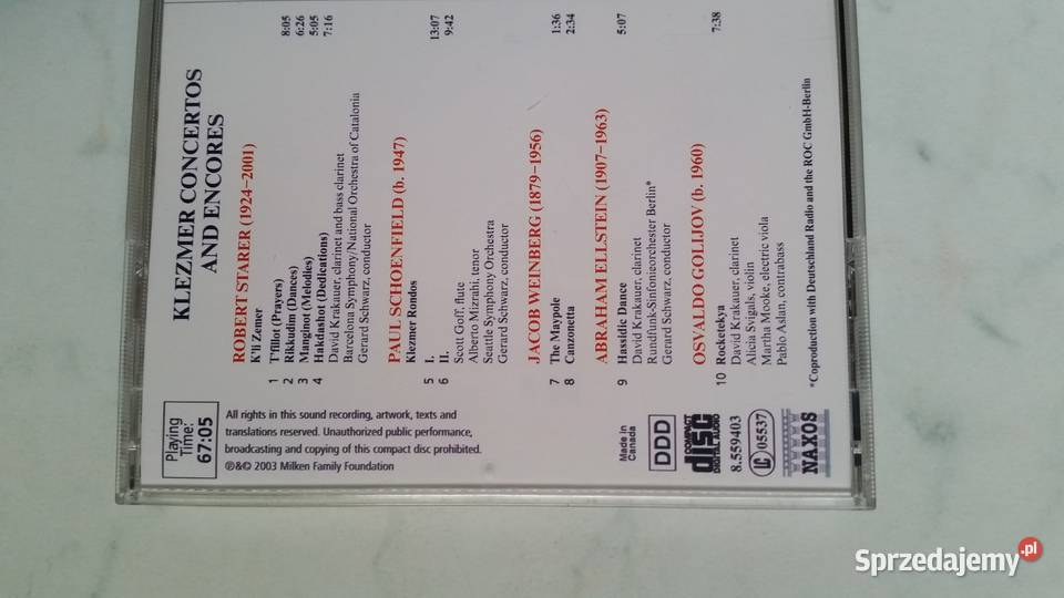 Klezmer Concertos and Encores 2003 MFFNaxos CD Puławy