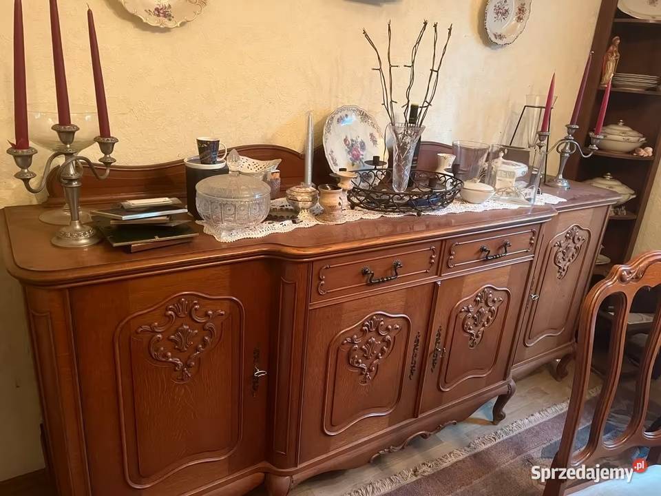 Meble dębowe w stylu chippendale stół krzesła Sypniewo