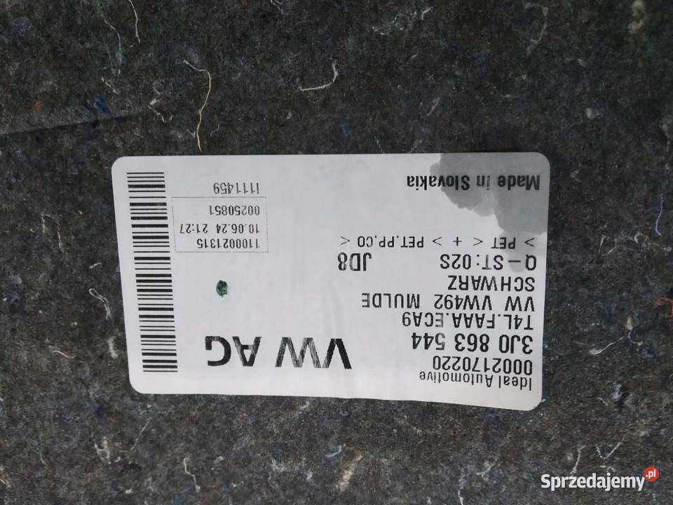 PODŁOGA BAGAŻNIKA DYWAN WYKŁADZINA HB 3J0863544 Tapicerki samochodowe