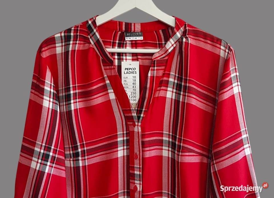 Damska koszula czerwona kratkę z długim rękawem biały małopolskie Chrzanów sprzedam