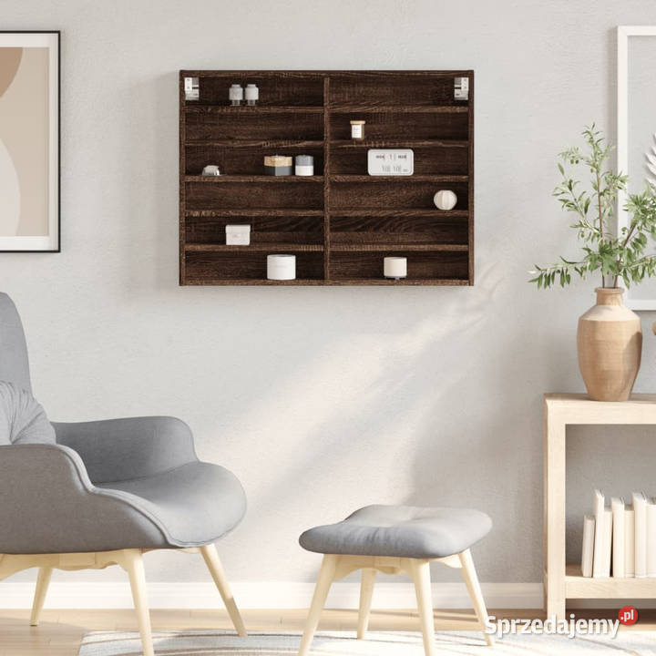 Witryna brązowy dąb 80x85x58 materiał Warszawa