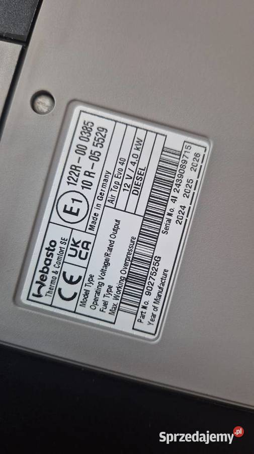 Nowe Duże Webasto Airtop Evo40 12V EVO 40 40kw dostawcze wielkopolskie Kalisz