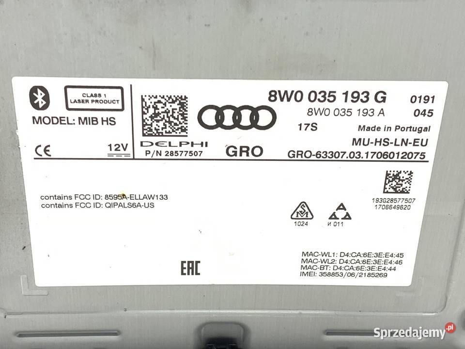 ZMIENIARKA CD AUDI A4 B9 8W0035193G NAPĘD
