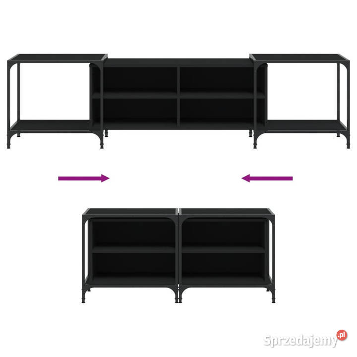 Szafka pod TV czarna 203x37x50 materiał mazowieckie Warszawa