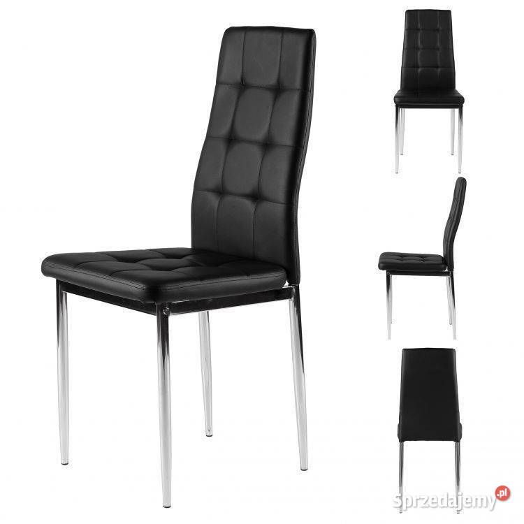 Zestaw 4 krzeseł do salonu szara ekoskóra Bielsk Podlaski