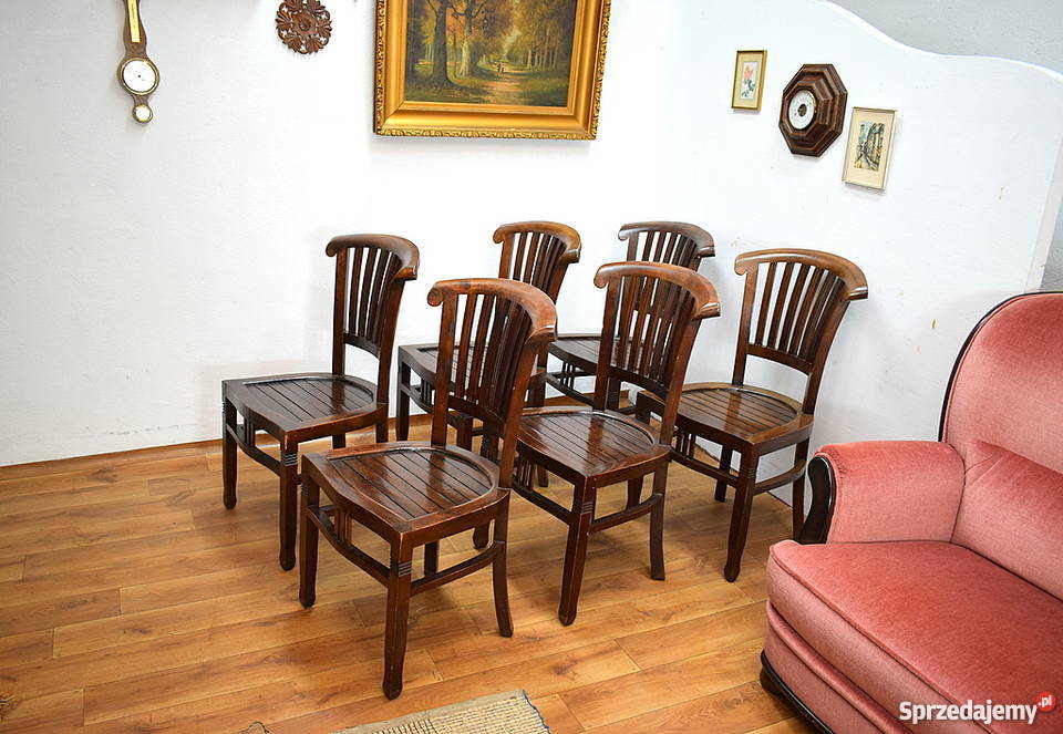 Krzesła kolonialne teak 6 drewno sześć krzeseł Świdnica