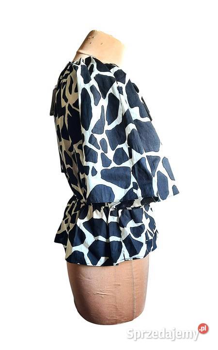 Bluzka z baskinką ZARA boho oversize wzór żyrafa Warszawa