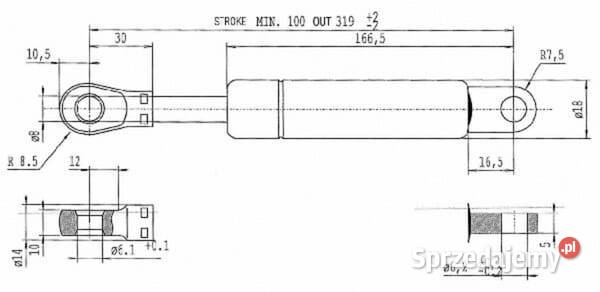 Sprężyna gazowa L319 mm 200N Stabilus CA045926 Kamionna