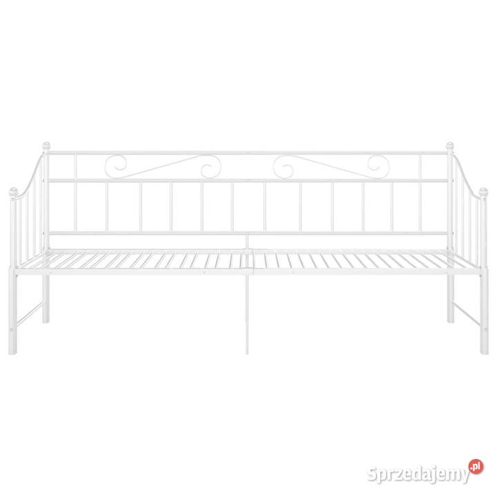Sofa z wysuwaną ramą łóżka biała metalowa 90x200 Warszawa