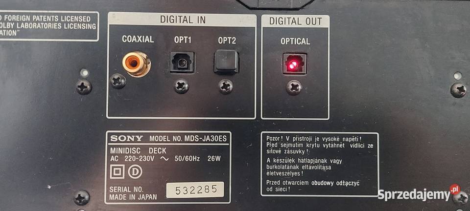 Nagrywarka Minidisc Sony MDS JA 30ES