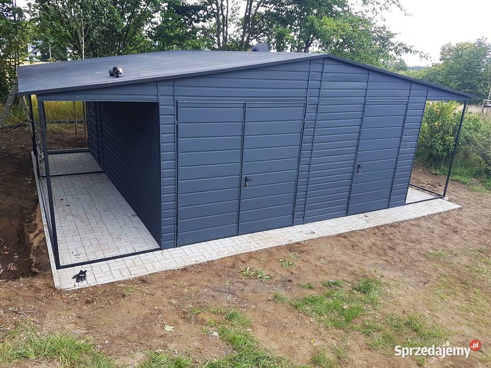 Blaszany montowany garaż 7x6m ciemny grafit Wrocław