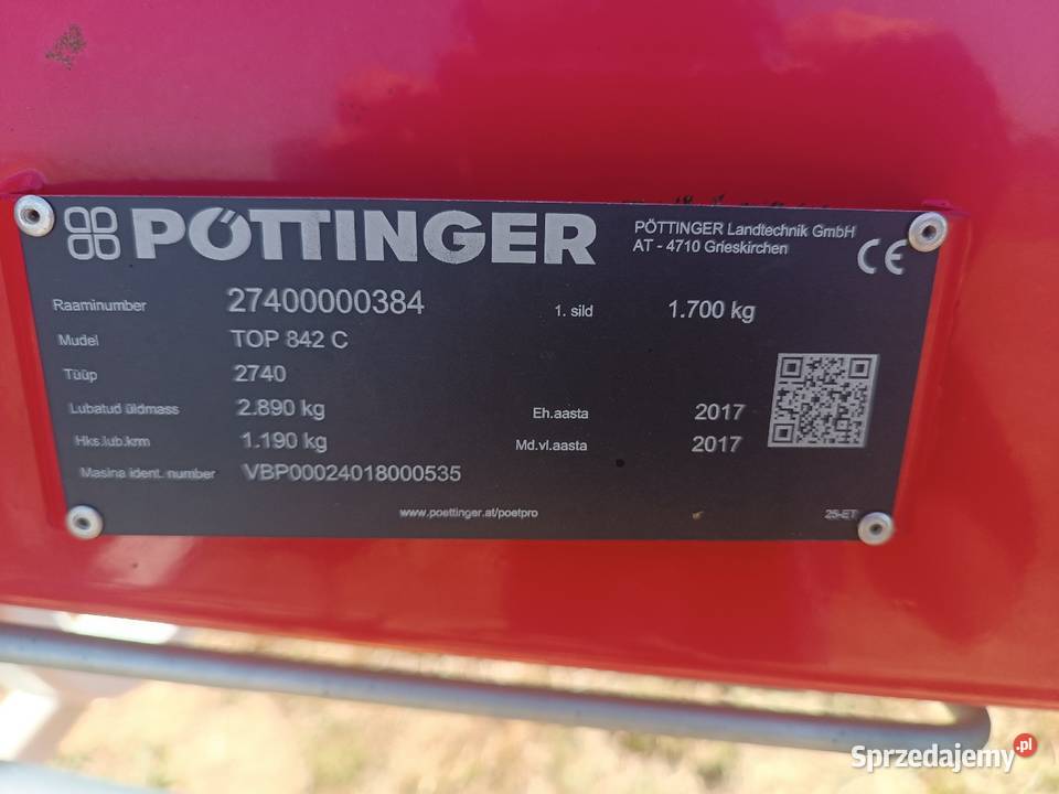 Zgrabiarka Pottinger TOP 842C 2017 Zgrabiarki i przetrząsacze Suwałki
