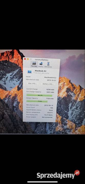 MacBook Air 13 A1466 2013 i5 4GB 128SSD Big Sur Warszawa