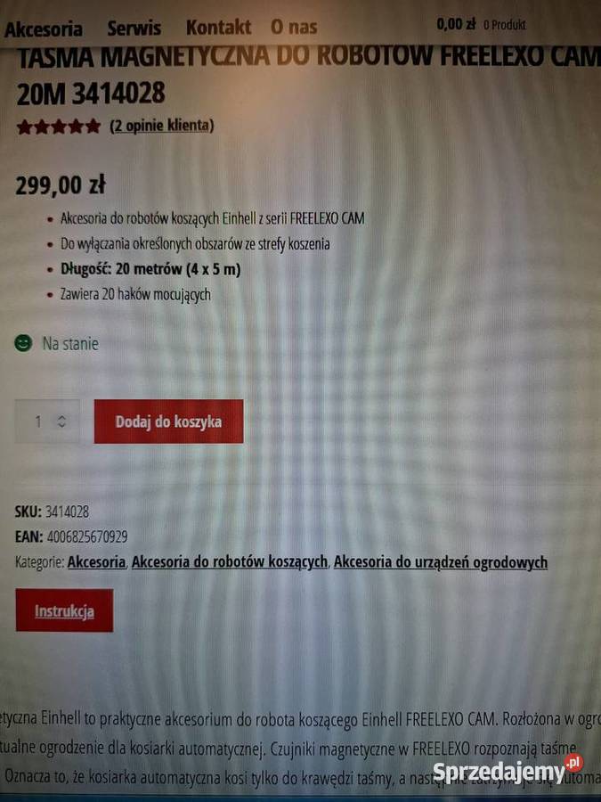 Taśma magnetyczna i haczyki robot koszący Giżycko