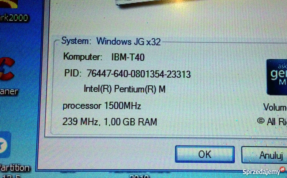 IBM Thinkpad T40 Pentium 15 GHz 15 Gb ram 40 HDD Taktowanie 1500 Żyrardów
