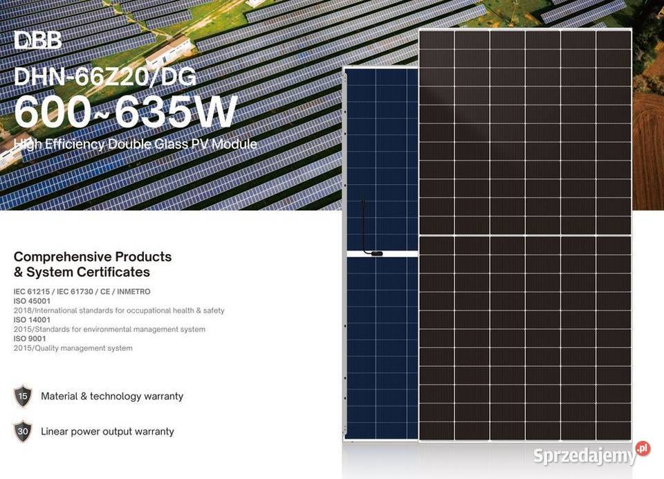 Panel Fotowoltaiczny DAH Solar 620W Bifacial małopolskie sprzedam