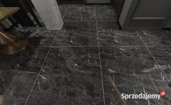 CZARNY gres marmuropodobny 80x80 WYSOKI POŁYSK Łask