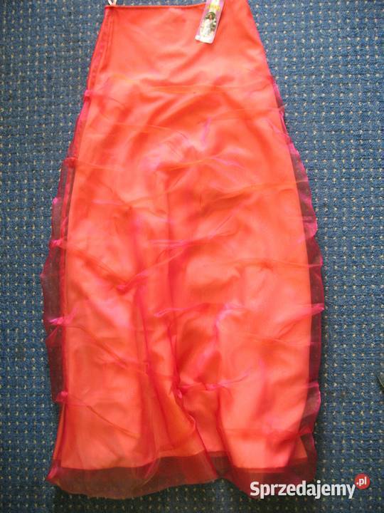 Spódnica Kolor malinowy szyfon i satyna 34 XS Siedlce