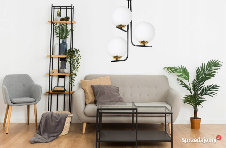 LAMPA SUFITOWA WISZĄCA SZKLANA KULA Czarna ZŁOTA podlaskie Choroszcz