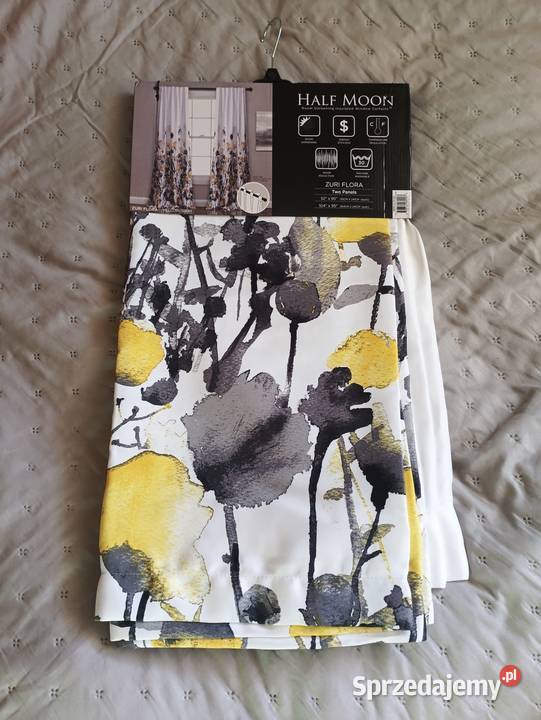 Nowoczesne zasłony half moim Zuri Flora komplet Wyposażenie wnętrz Trzcianka