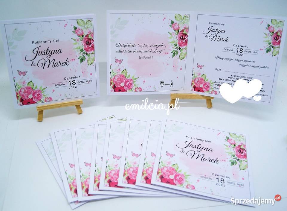 Zaproszenia w kolorze fuksji Ślub Wedding lubuskie Zielona Góra