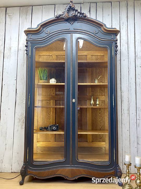 BIBLIOTEKA witryna antracyt Louis XV Francja I 250cm Szafy i garderoby Wrocław