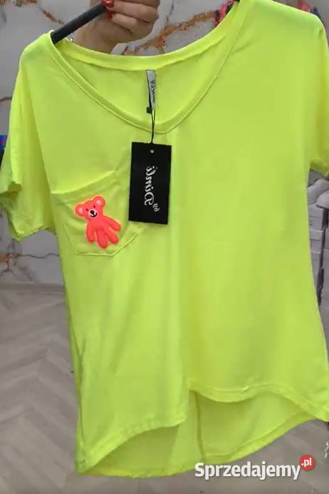 DimiliNowa Limonkowa Neon koszulka z kieszonką z Inny materiał Moda i Styl Rawicz