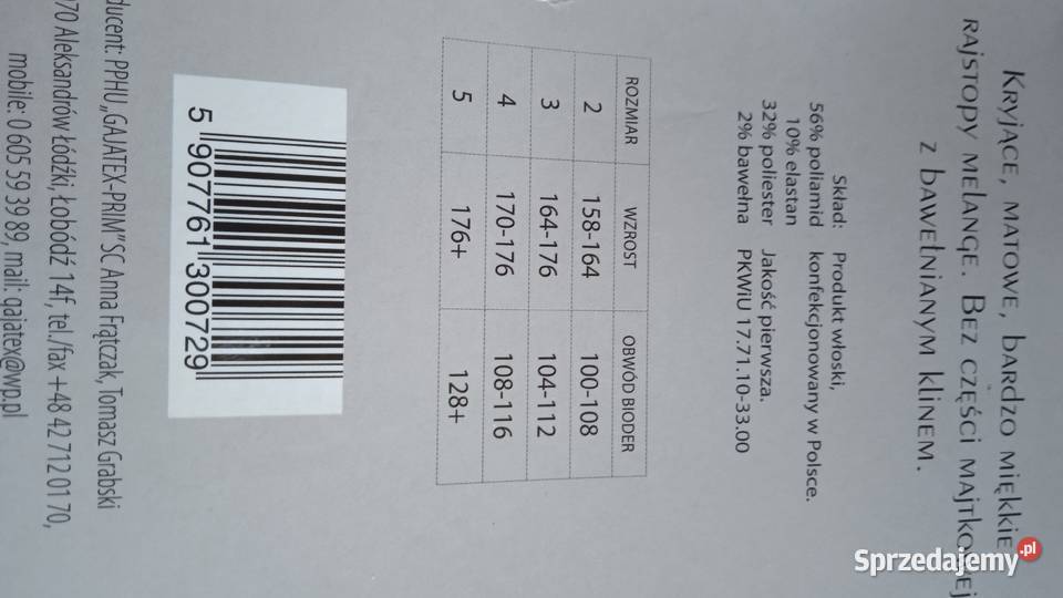 WŁOSKIE KRYJĄCE MATOWE RAJSTOPY MELANŻ Inna marka