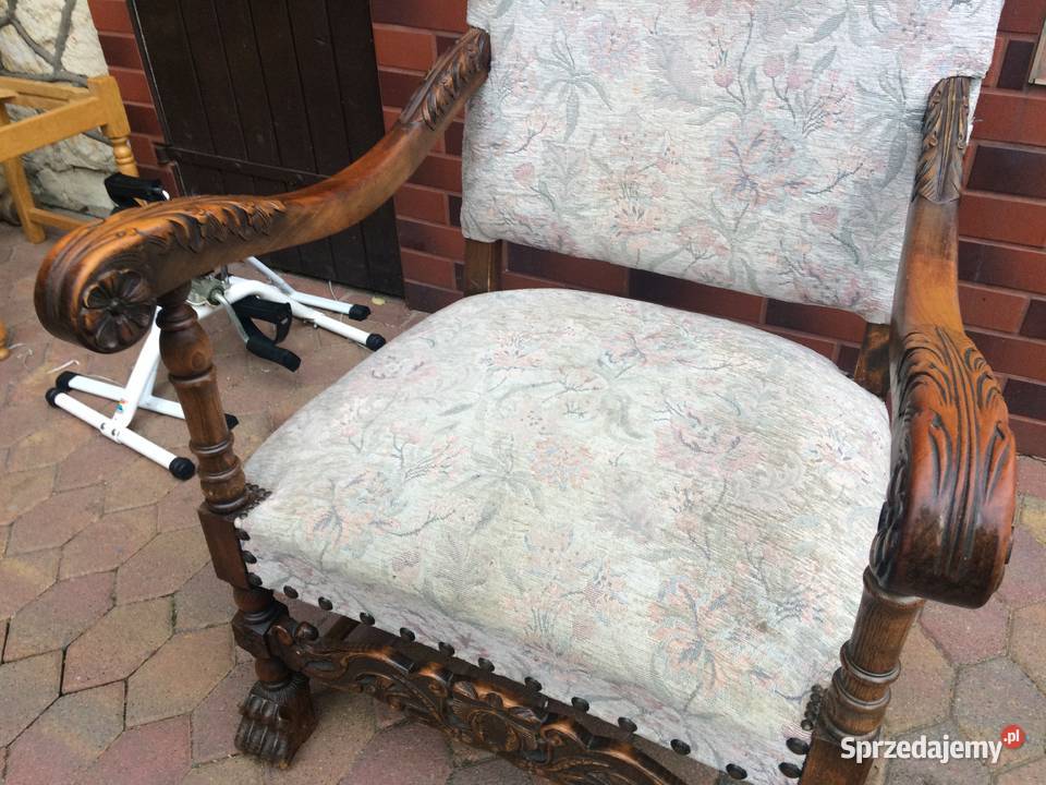 Fotele na dębowym stelażumeble holenderskie wielkopolskie Ślesin