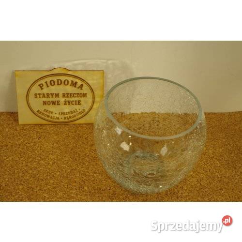 Szklany wazon osłonka Crackle Glass szkło śląskie