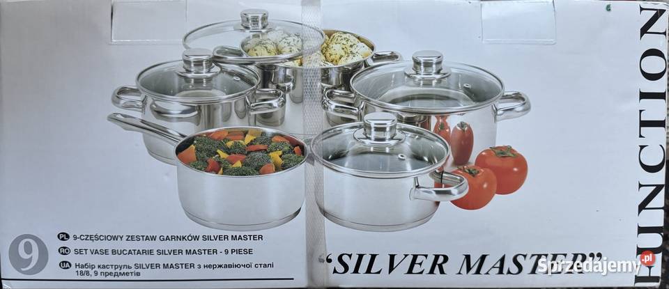 NOWY zestaw garnków Silver Master 9 el stal