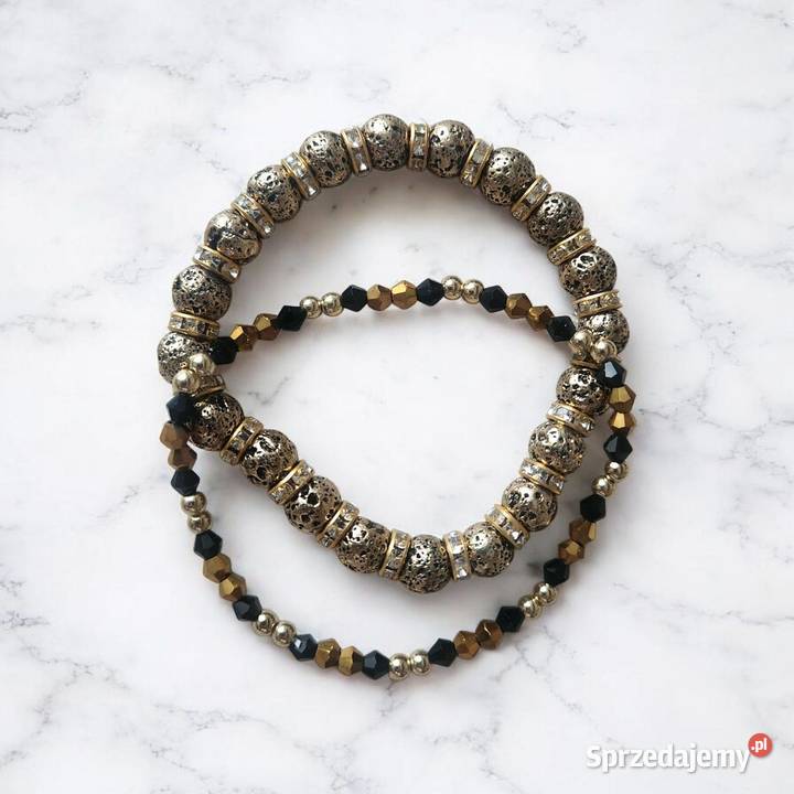 Ręcznie robiony zestaw bransoletek z kamienia Sanok