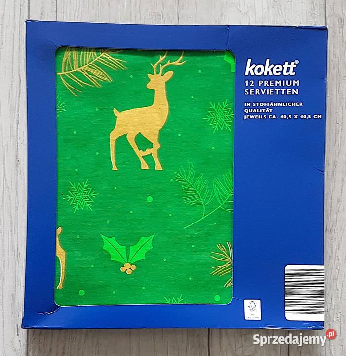 Zestaw 12 serwetek świąteczne jeleń na zielonym