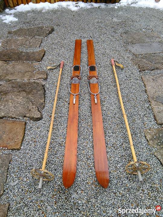 Stare drewniane narty retro z kijami Szklarska Poręba