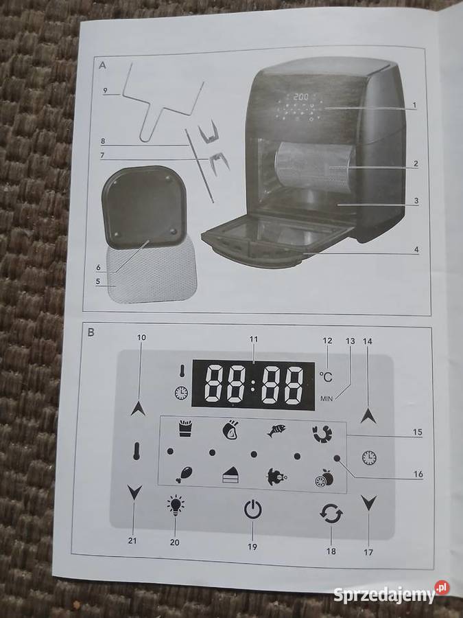 Airfryier Gourmetmaxx Lidl 12 litrów 1800W Nowy Kuchenki i piekarniki łódzkie