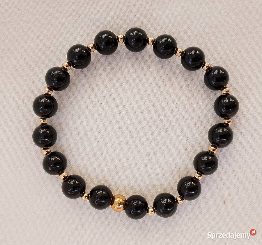 bransoletka z czarnego onyksu na gumce podlaskie Suwałki