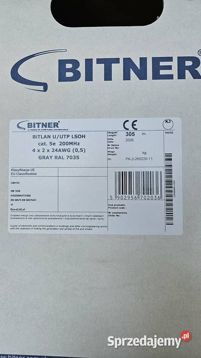 Kabel sieciowy UTP Cat 5E Skrętka Bitner 305m Tarczyn sprzedam