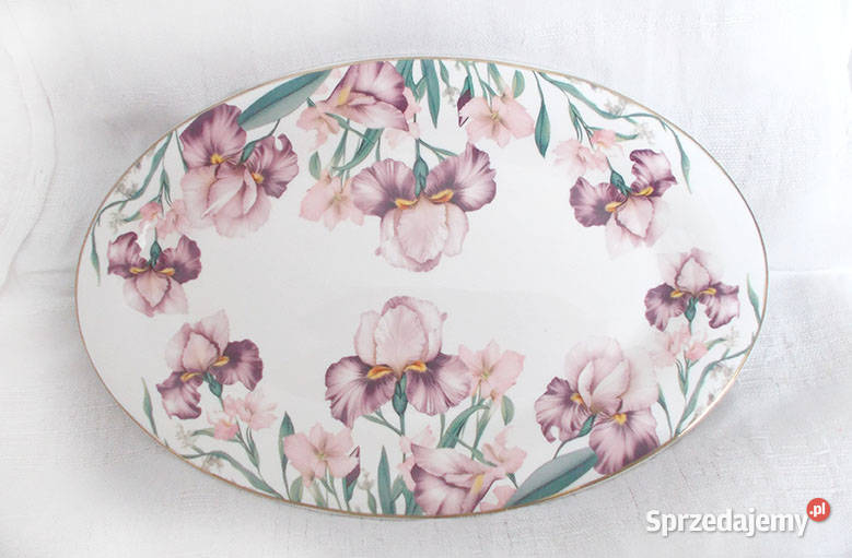 kwiaty patera z porcelany irysy patera płaski