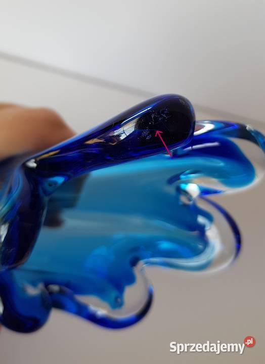 Szklany wazon kolorowe szkło vintage PRL Dąbrowa Górnicza