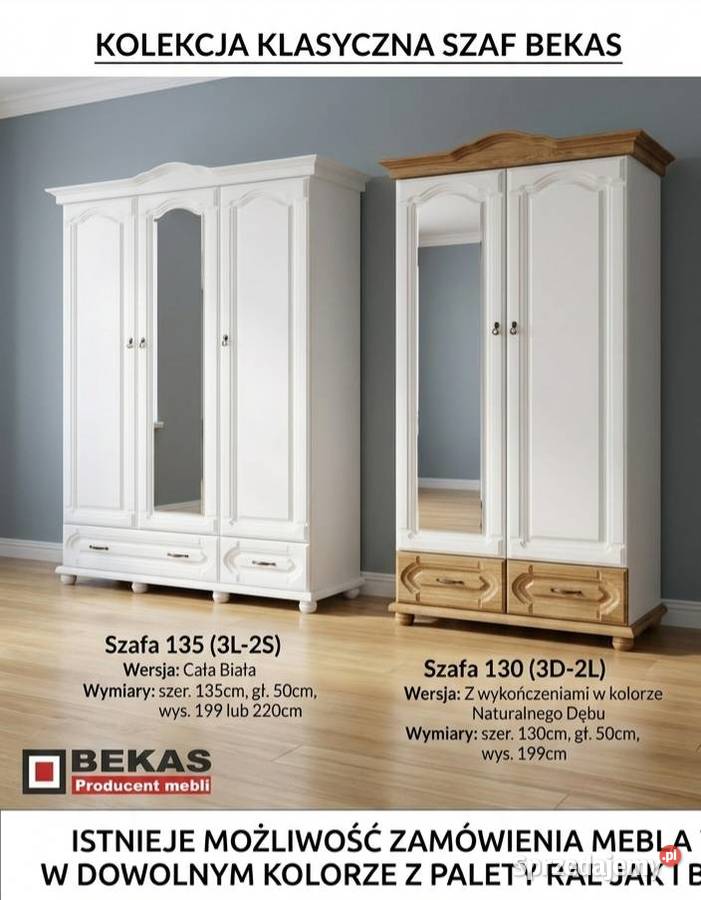 Piękna Biała Szafa 133 3D 3s Biały Dąb 216cm Rybnik sprzedam