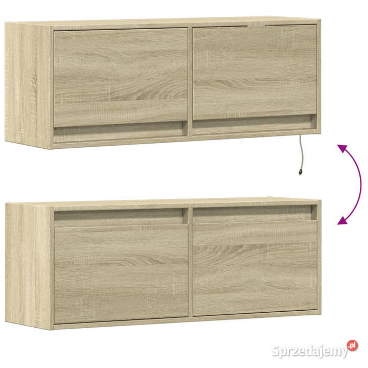 Ścienna szafka TV z LED dąb sonoma 100x31x35 mazowieckie Warszawa