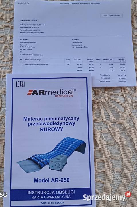 Sprzedam nowy materac przeciwodleżynowy dolnośląskie Świdnica sprzedam