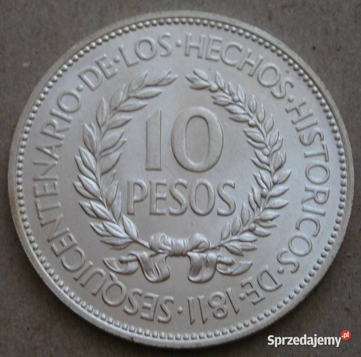 Urugwaj 10 pesos 1961 srebro łódzkie Łódź