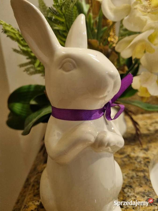 Zając Wielkanocny Duży Ceramika Biała