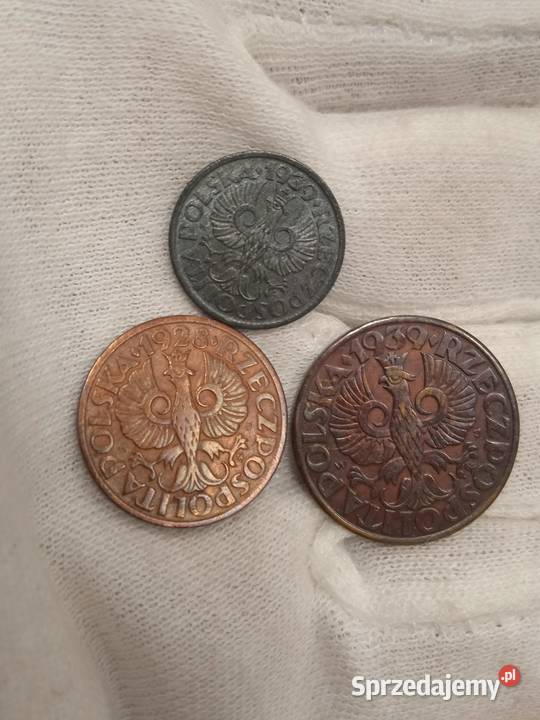 2 RP zestaw 1 grosz 1939rGG 2 grosze 1928r 5 Łochów sprzedam